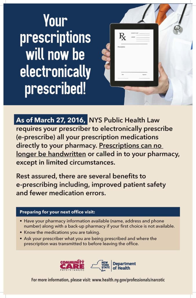 Electronic Prescriptions Now Manditory in New York.
